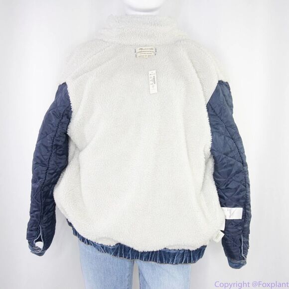 NEW Madewell Sherpa-Lined blue Denim Zip‎ Jacket, size M, NWT - Picture 11 of 16